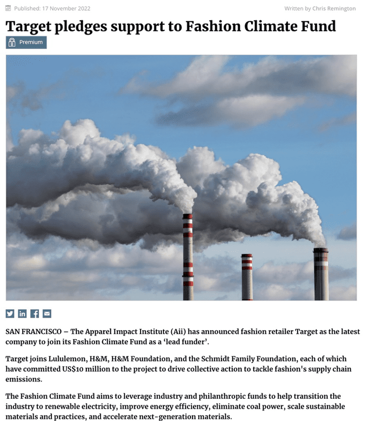 Target supports Climate Fashion Fund