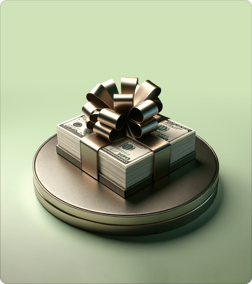 money wrapped up as a present