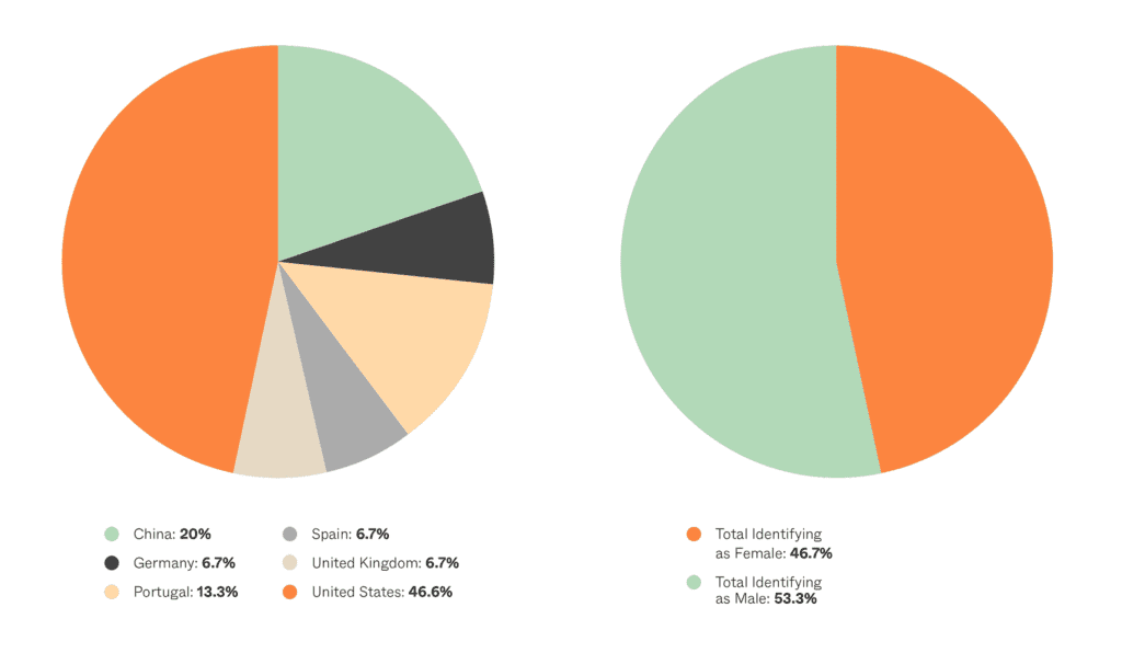 Staff demographics pie charts